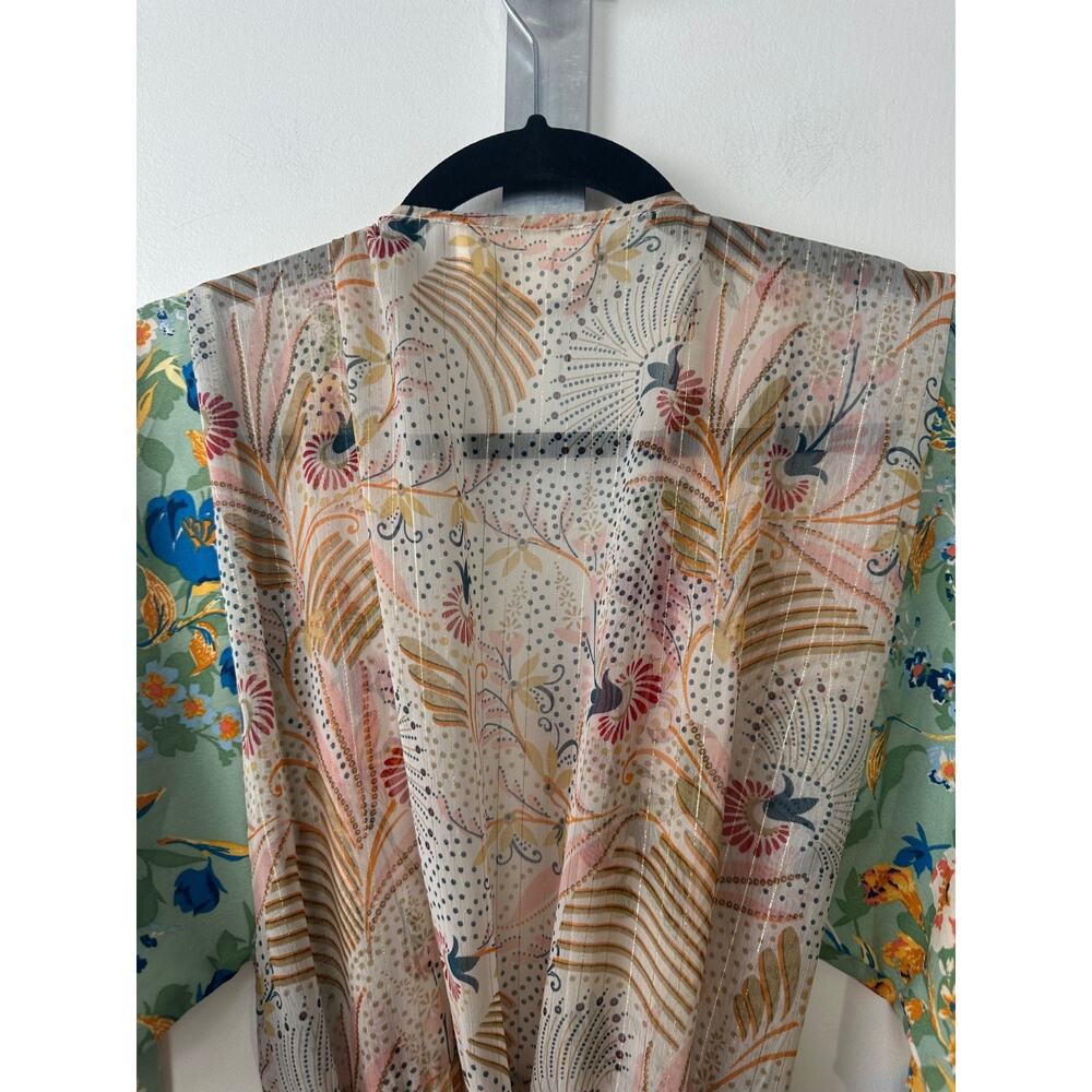 Anthropologie Dani Floral Kimono One size with Belt Maxi length Cardigan A16 - Picture 8 of 8